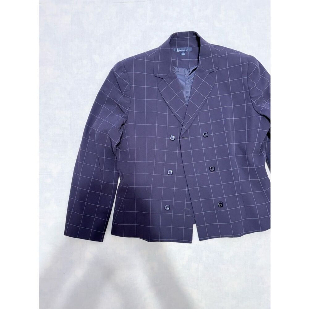 Vintage Larry Levine Windowpane 2-Piece Pantsuit - Double Breasted Blazer Set - Picture 10 of 17